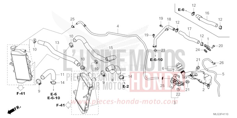 FLEXIBLE DE RADIATEUR/TUYAU D'EAU de Africa Twin DCT PEARL GLARE WHITE (NHB53H) 2022